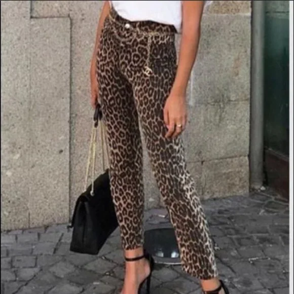 ZARA Leopard Print High Rise Skinny Jeans - Picture 2 of 11